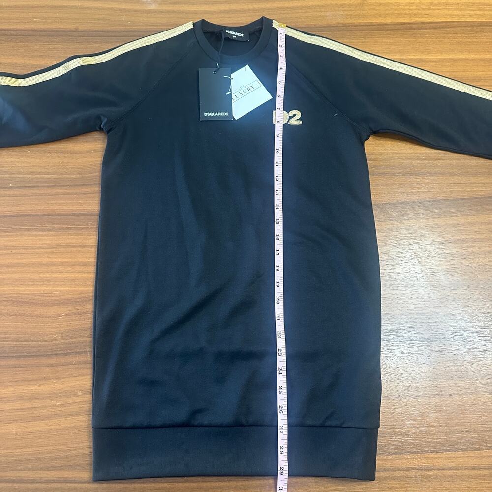 Dsquared2 Girls Black Sweatshirt Dress, Gold Sequin Logo, size 10 NWT - Picture 4 of 8